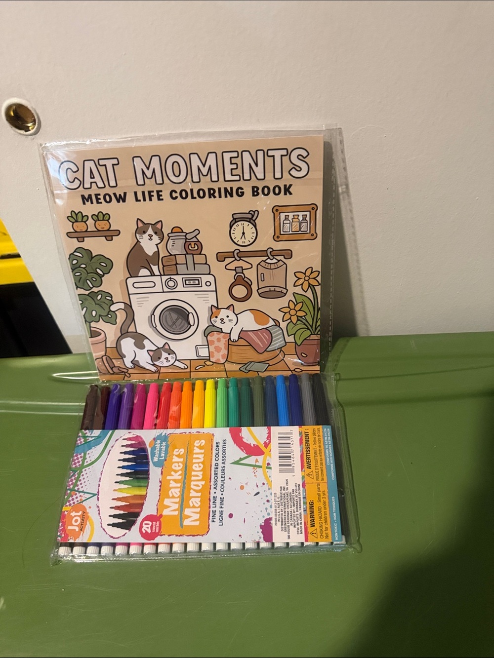 Cat Moments Meow Life Coloring Book with Assorted Markers -